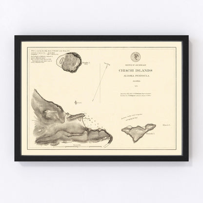 Vintage map of Anchorage, Alaska, 1875 - restored 19th-century Last Frontier survey