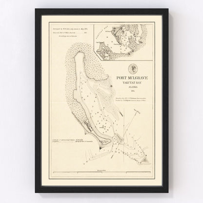 vintage map of Port Mulgrave, Yakutat Bay, Alaska, 1875