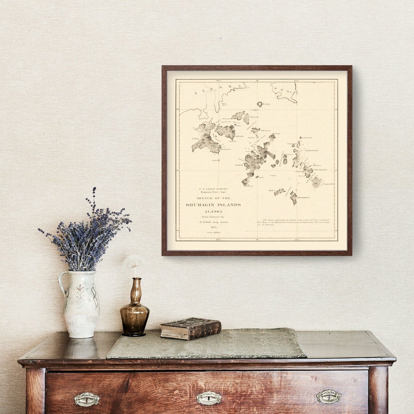 Vintage Shumagin Islands Alaska Map, 1872