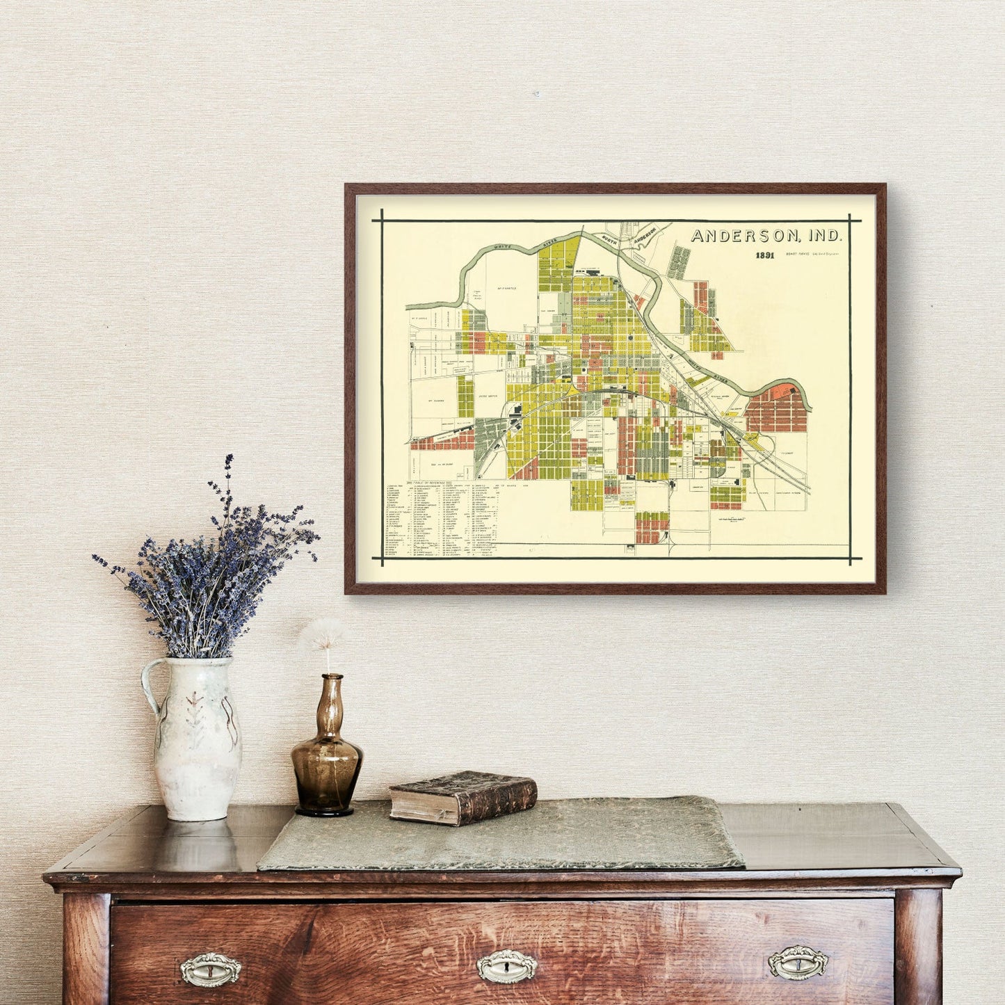 Vintage Map of Anderson, Indiana, 1891