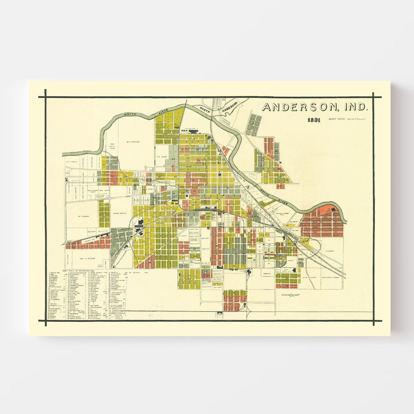 Vintage Map of Anderson, Indiana, 1891