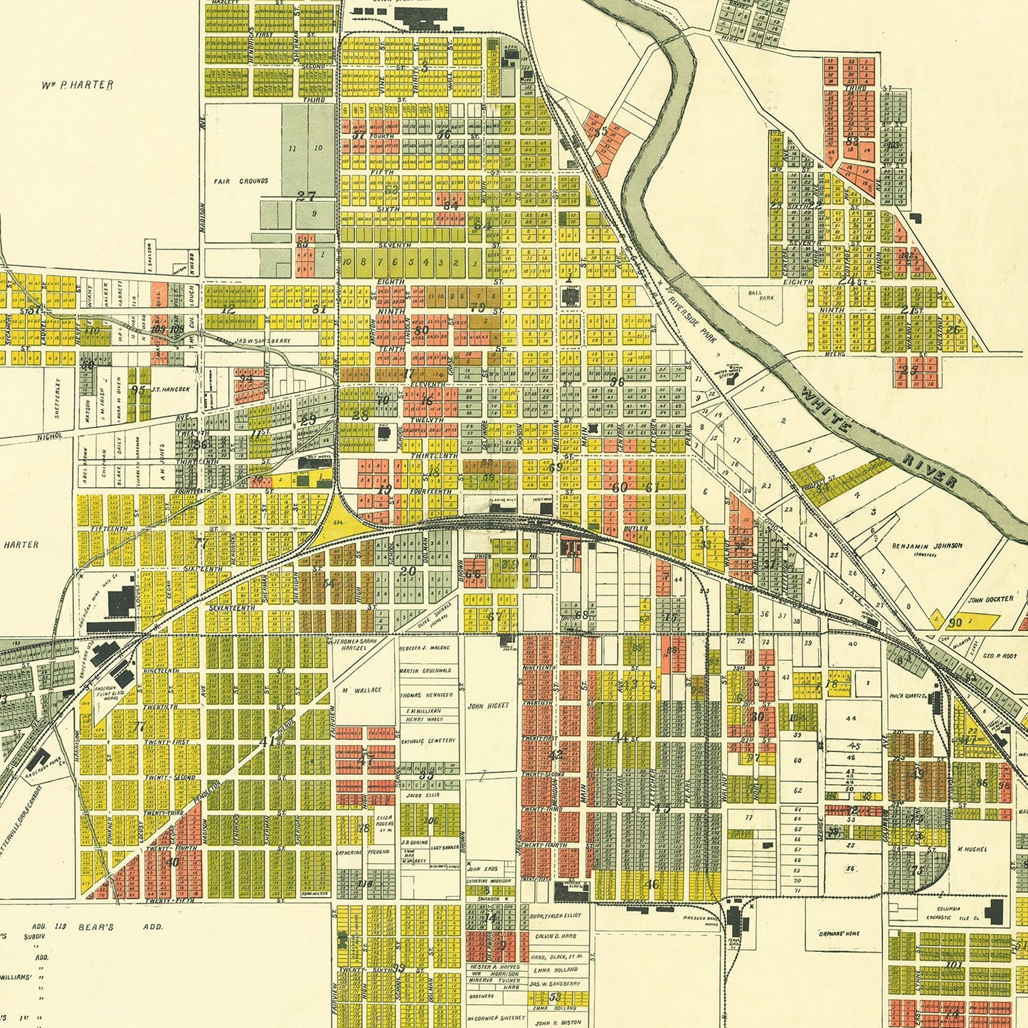 Vintage Map of Anderson, Indiana, 1891
