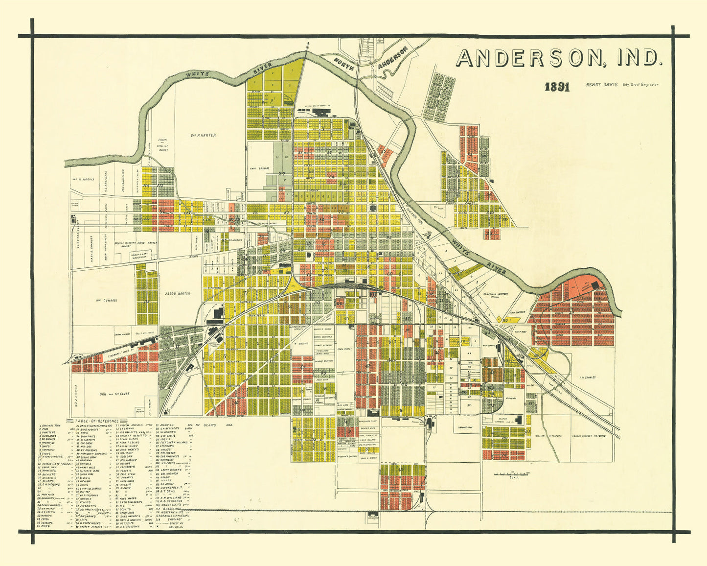 Vintage Map of Anderson, Indiana, 1891