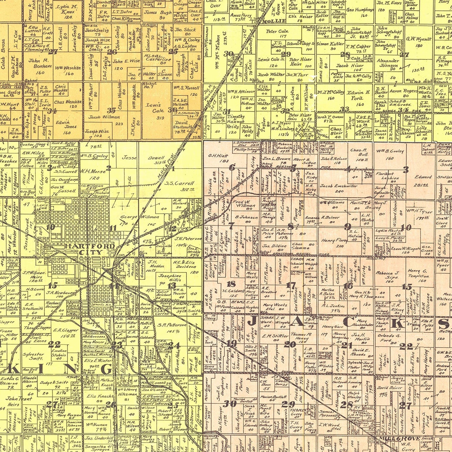 Vintage Map of Blackford County, Indiana, 1905