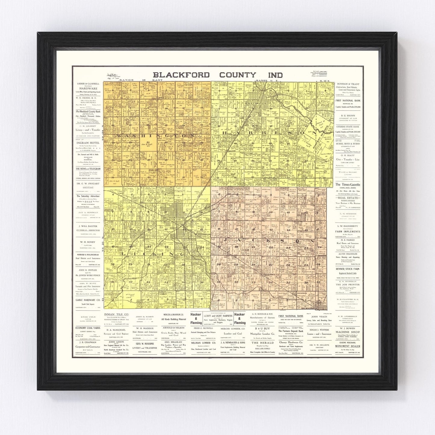 Vintage map of Blackford County, Indiana, 1905
