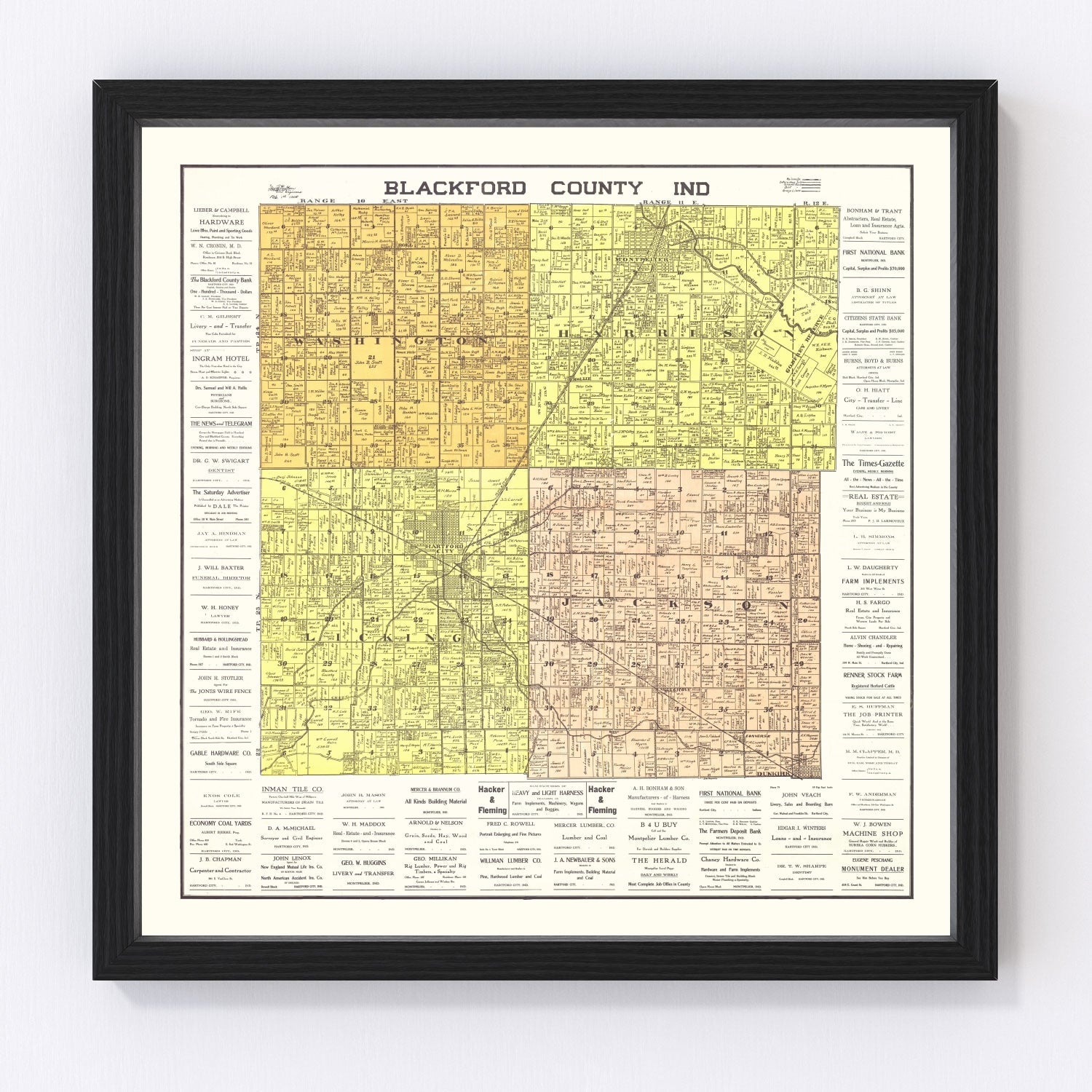 Vintage map of Blackford County, Indiana, 1905