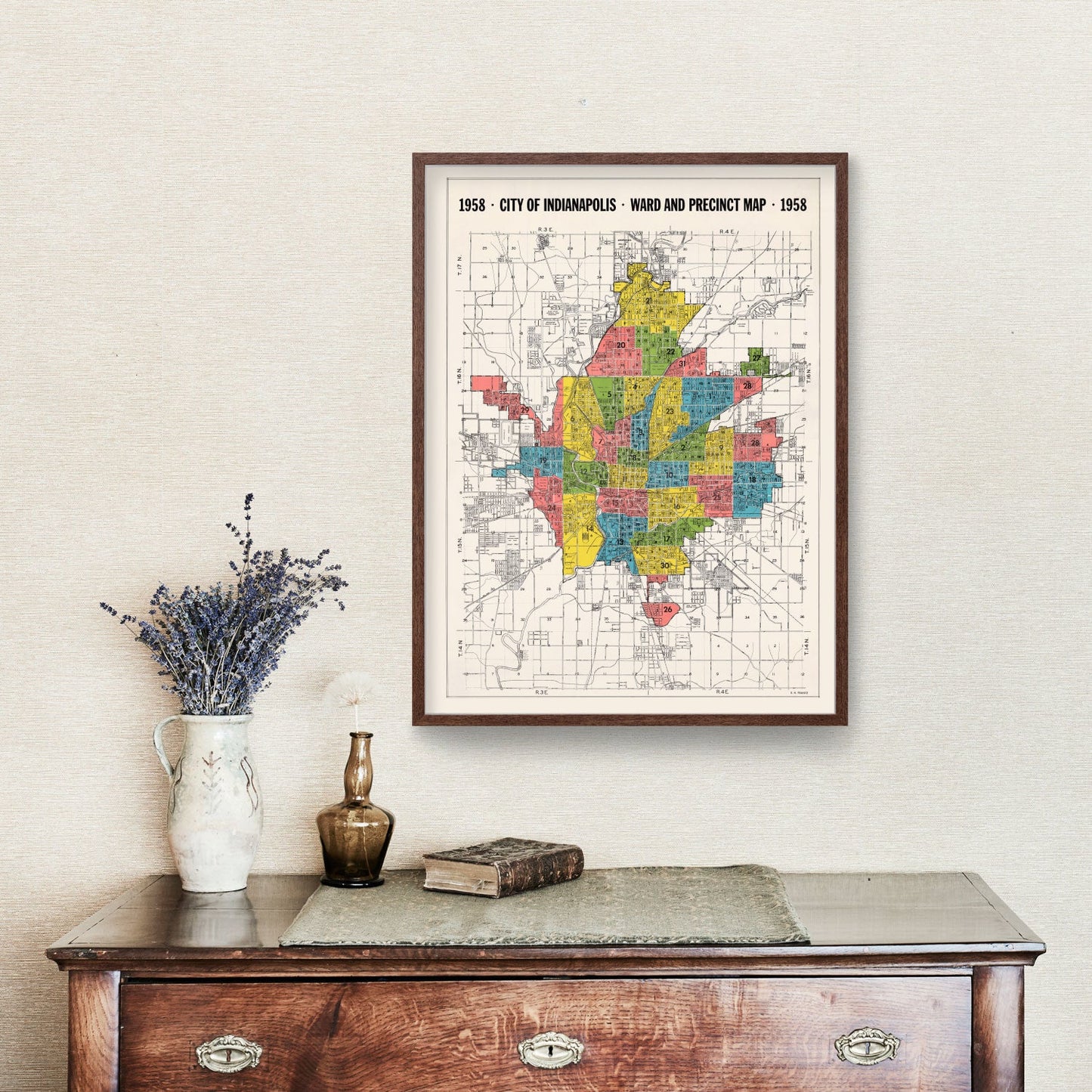 Vintage Map of Indianapolis, Indiana, 1958