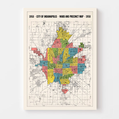 Vintage Map of Indianapolis, Indiana, 1958