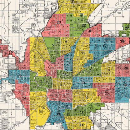 Vintage Map of Indianapolis, Indiana, 1958