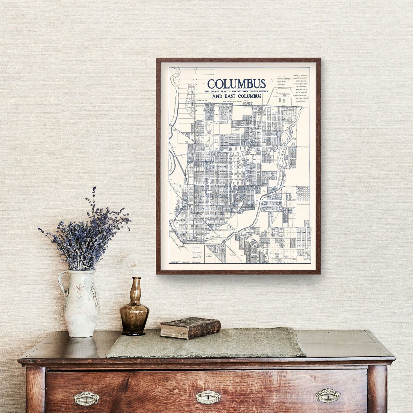 Vintage Map of Columbus, Indiana, 1930