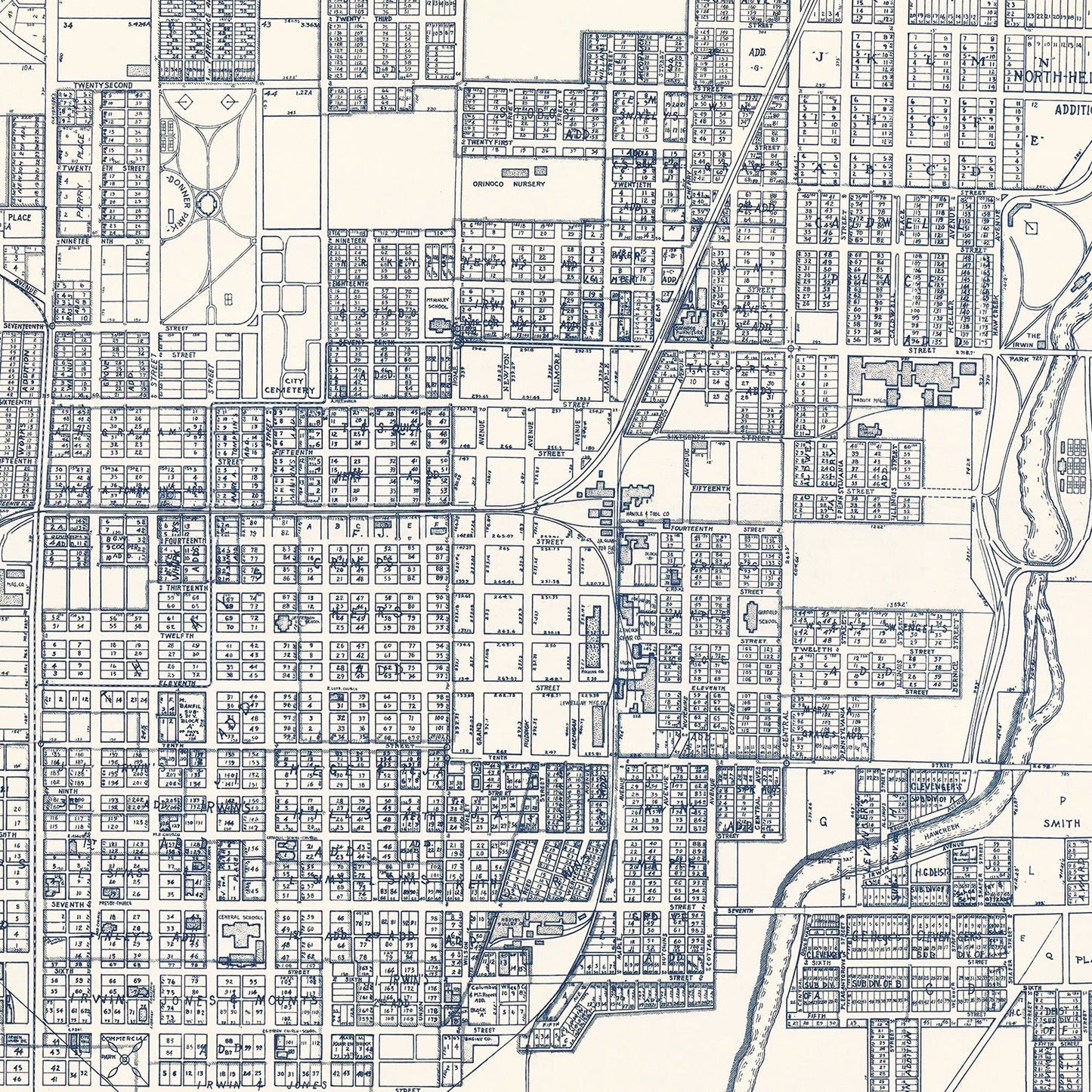 Vintage Map of Columbus, Indiana, 1930