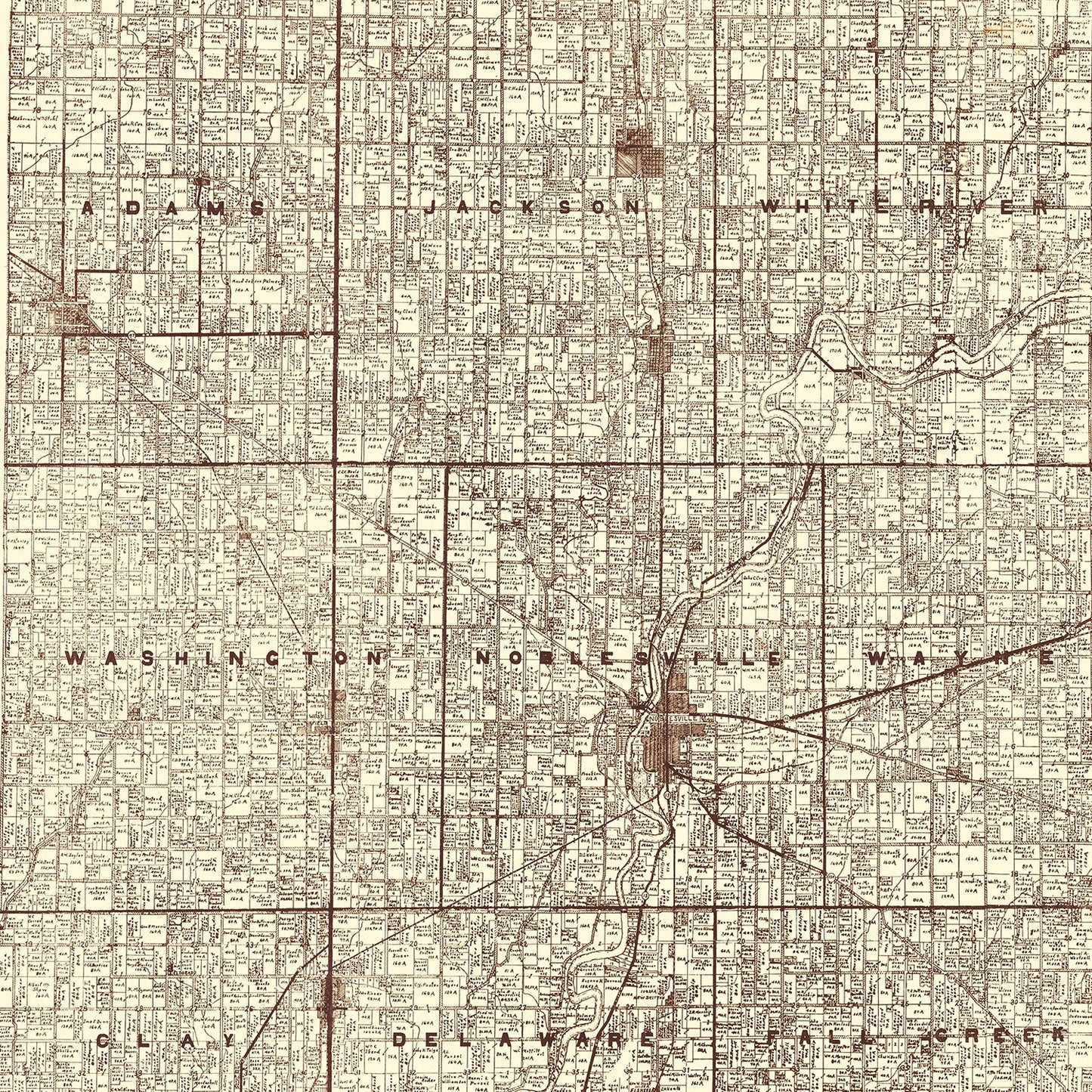 Vintage Map of Hamilton County, Indiana, 1919