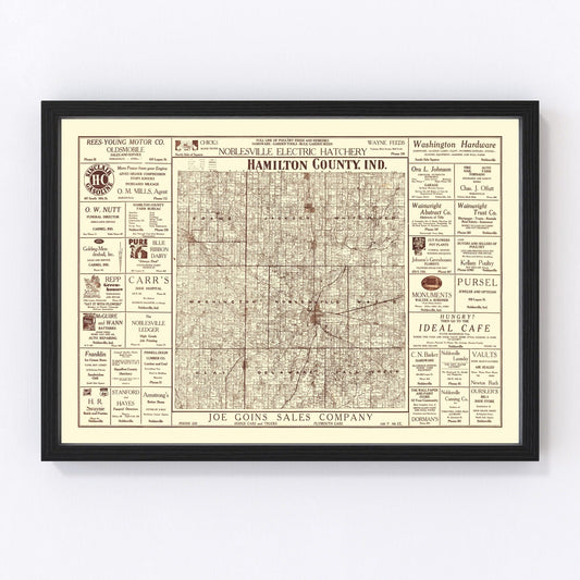 Vintage map of Hamilton County, Indiana, 1919