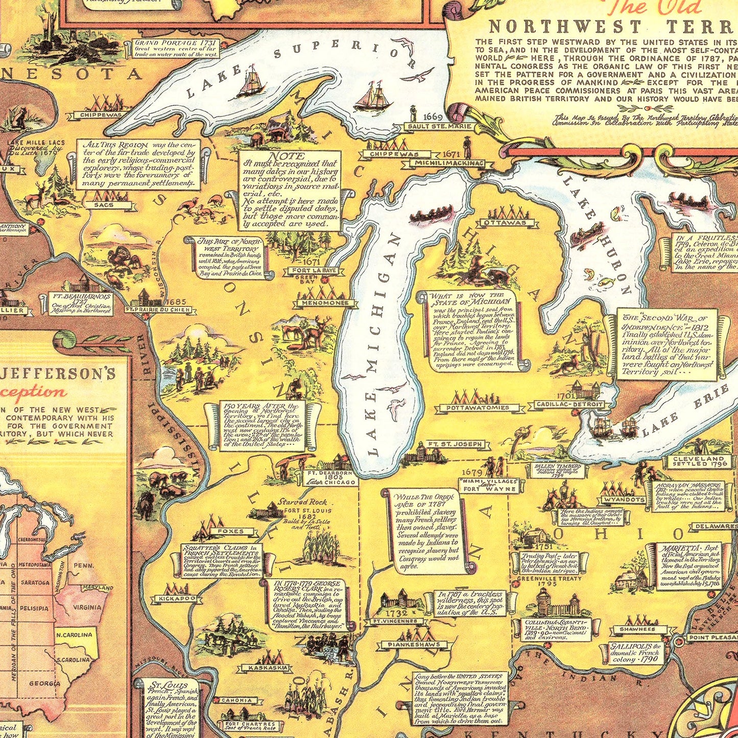 Vintage Map of the Old Northwest Territory, 1787