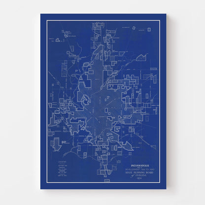 Vintage Map of Indianapolis, Indiana, 1934