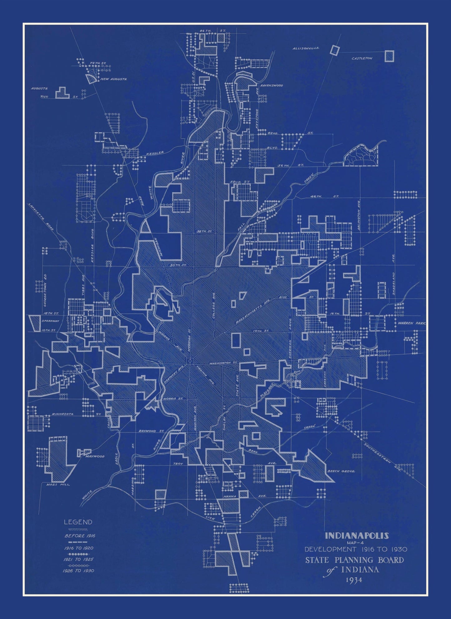 Vintage Map of Indianapolis, Indiana, 1934