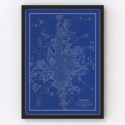 vintage map of Indianapolis, Indiana, 1934