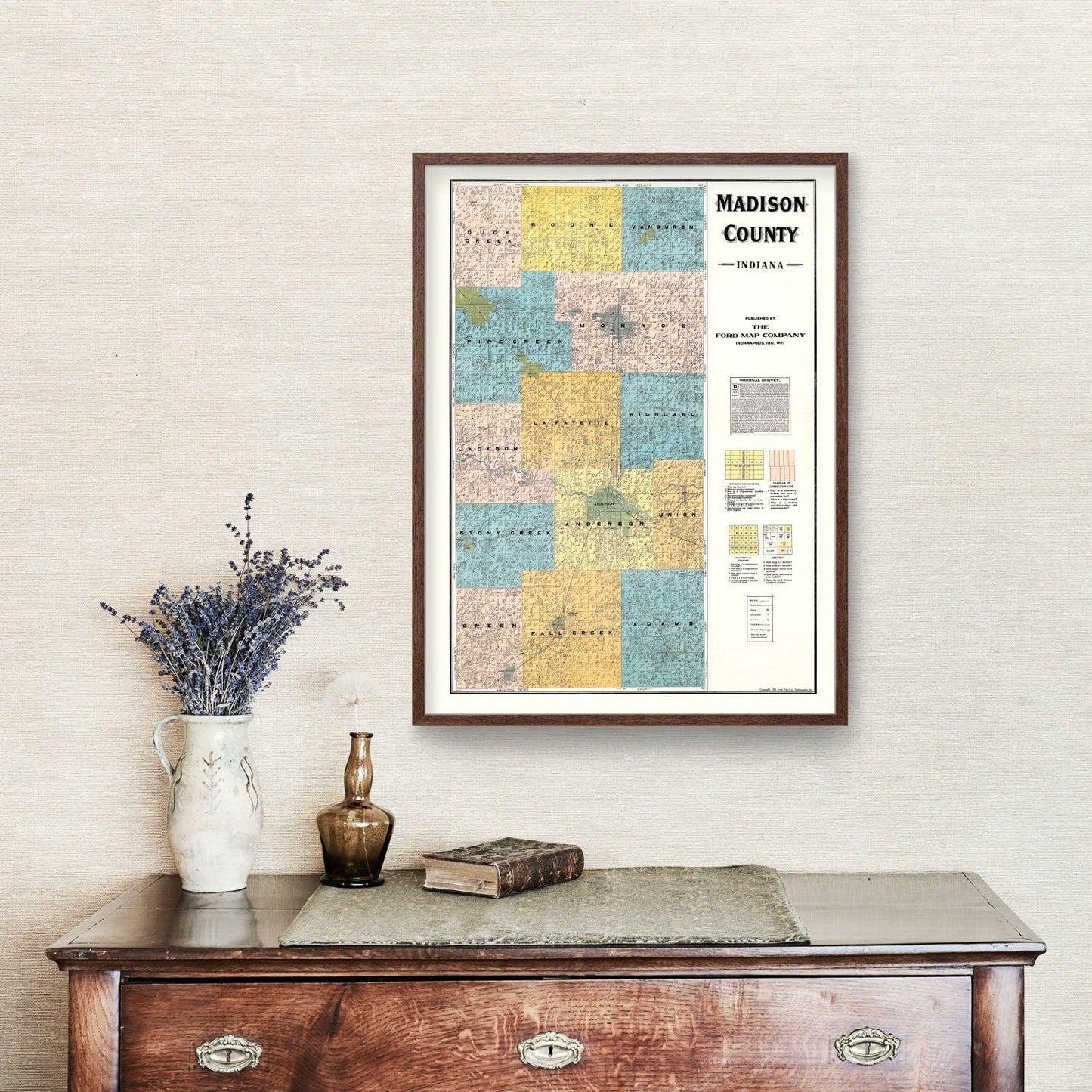 Vintage Map of Madison County, Indiana, 1921