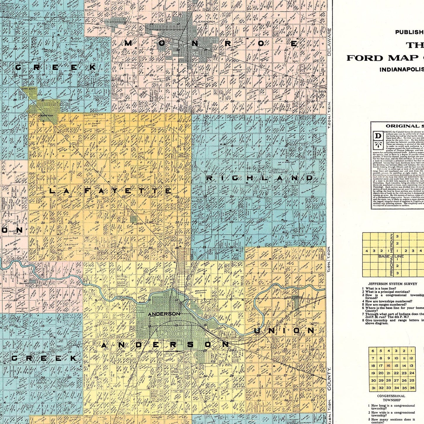 Vintage Map of Madison County, Indiana, 1921