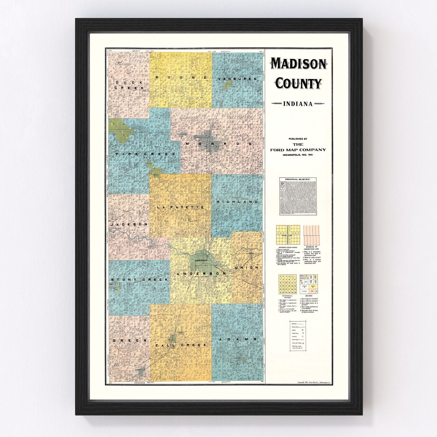 Vintage map of Madison County, Indiana, 1921