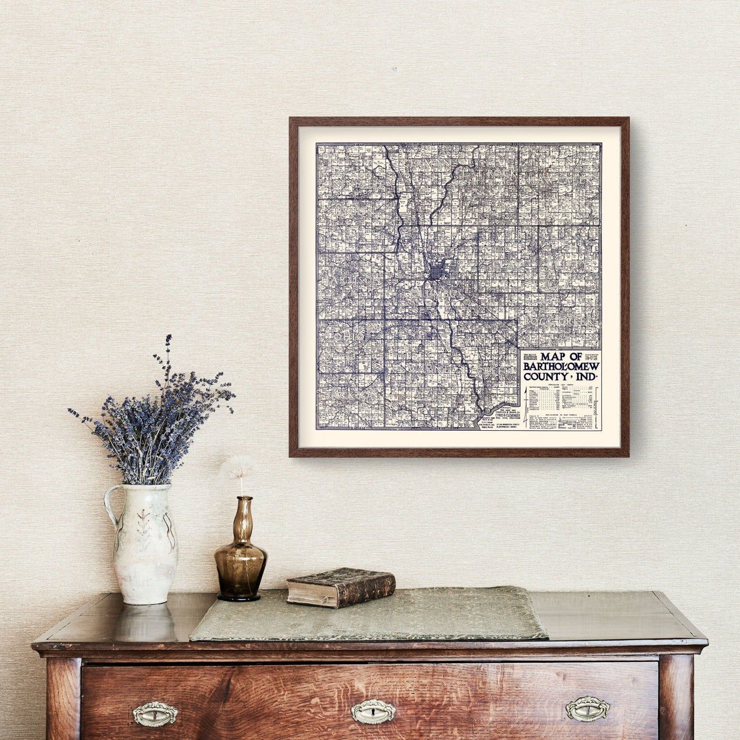 Vintage Map of Bartholomew County, Indiana, 1925
