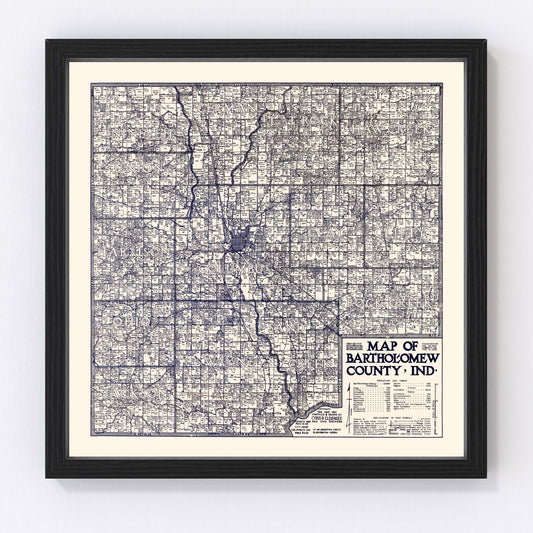 Vintage map of Bartholomew County, Indiana, 1925