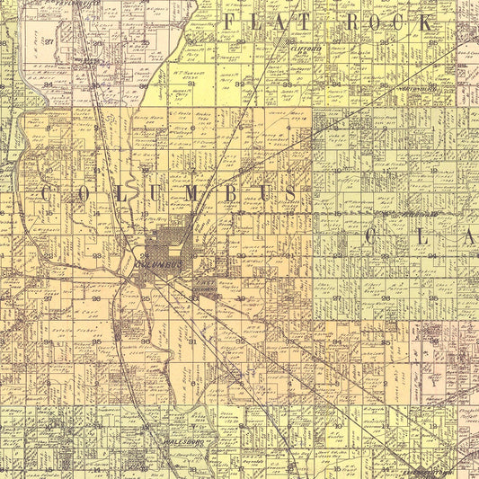 Vintage Map of Bartholomew County, Indiana, 1910