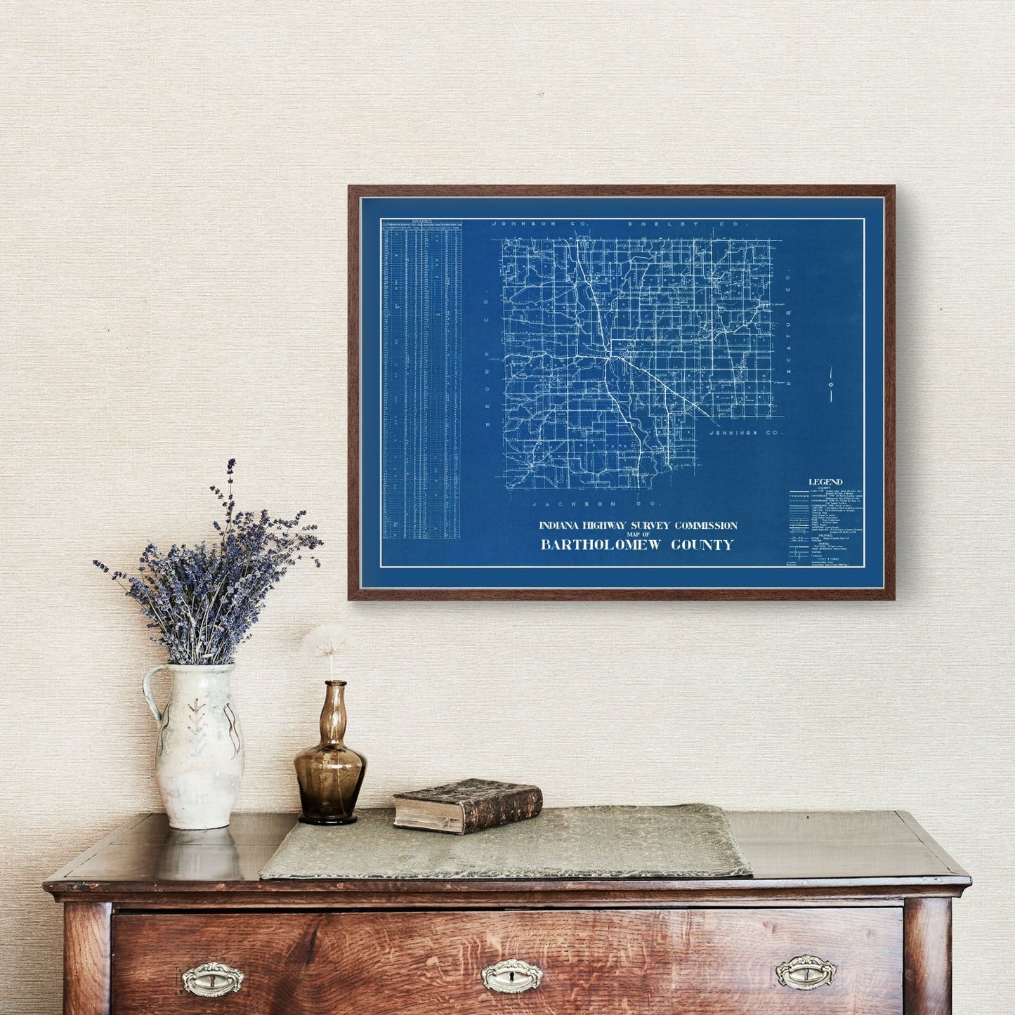 Vintage Map of Bartholomew County, Indiana, 1936