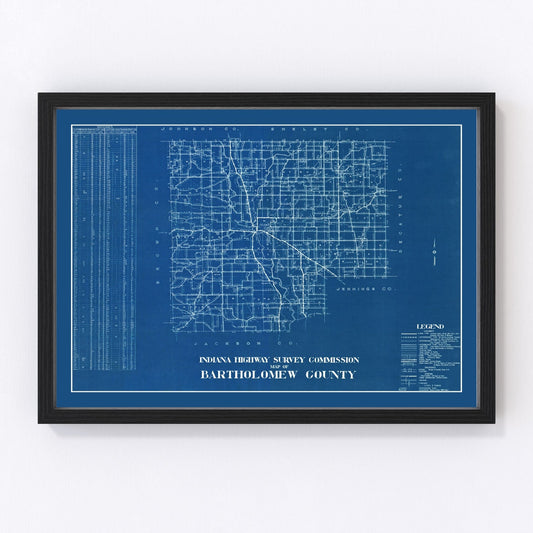 Vintage map of Bartholomew County, Indiana, 1936