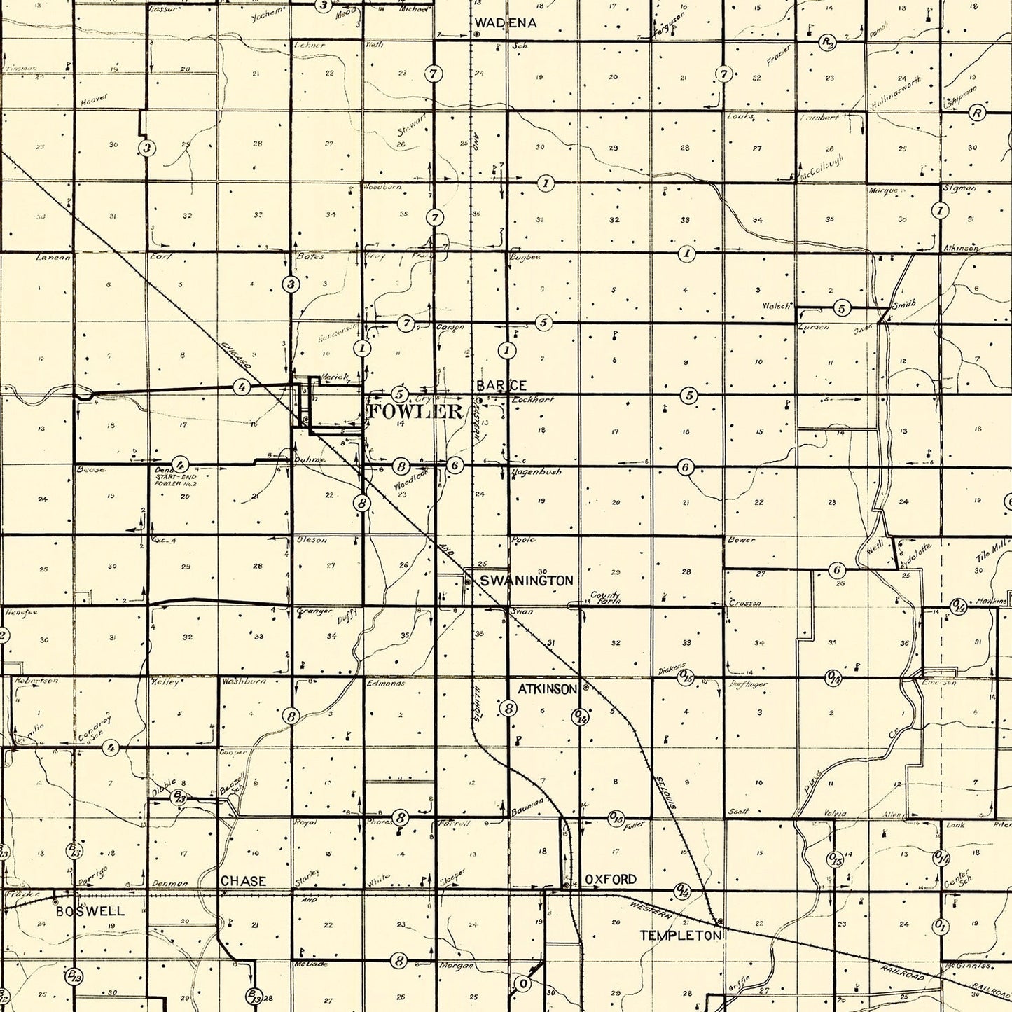 Vintage Map of Benton County, Indiana, 1909 Wall Art