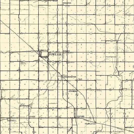 Vintage Map of Benton County, Indiana, 1909 Wall Art