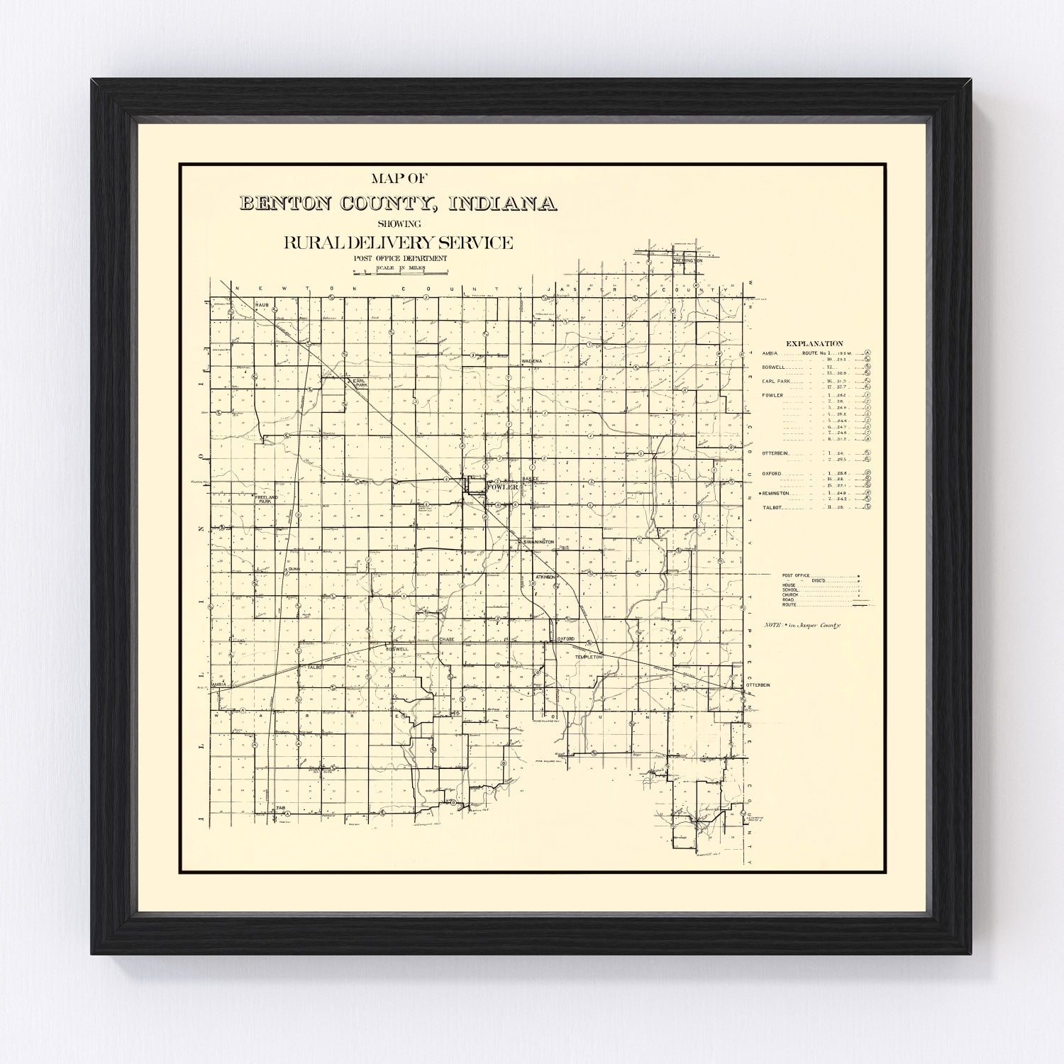 Vintage map of Benton County, Indiana, 1909