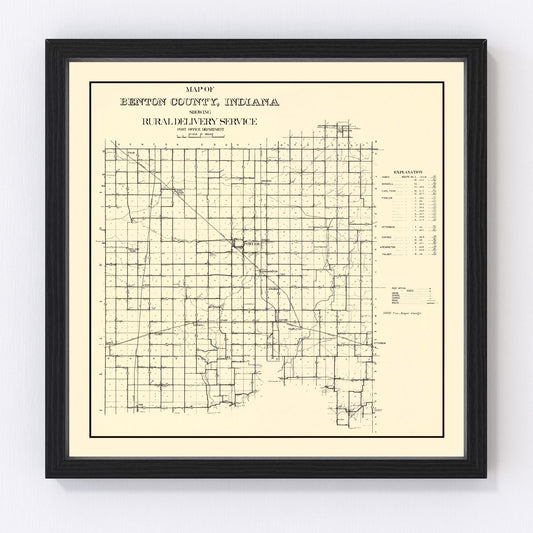 Vintage map of Benton County, Indiana, 1909