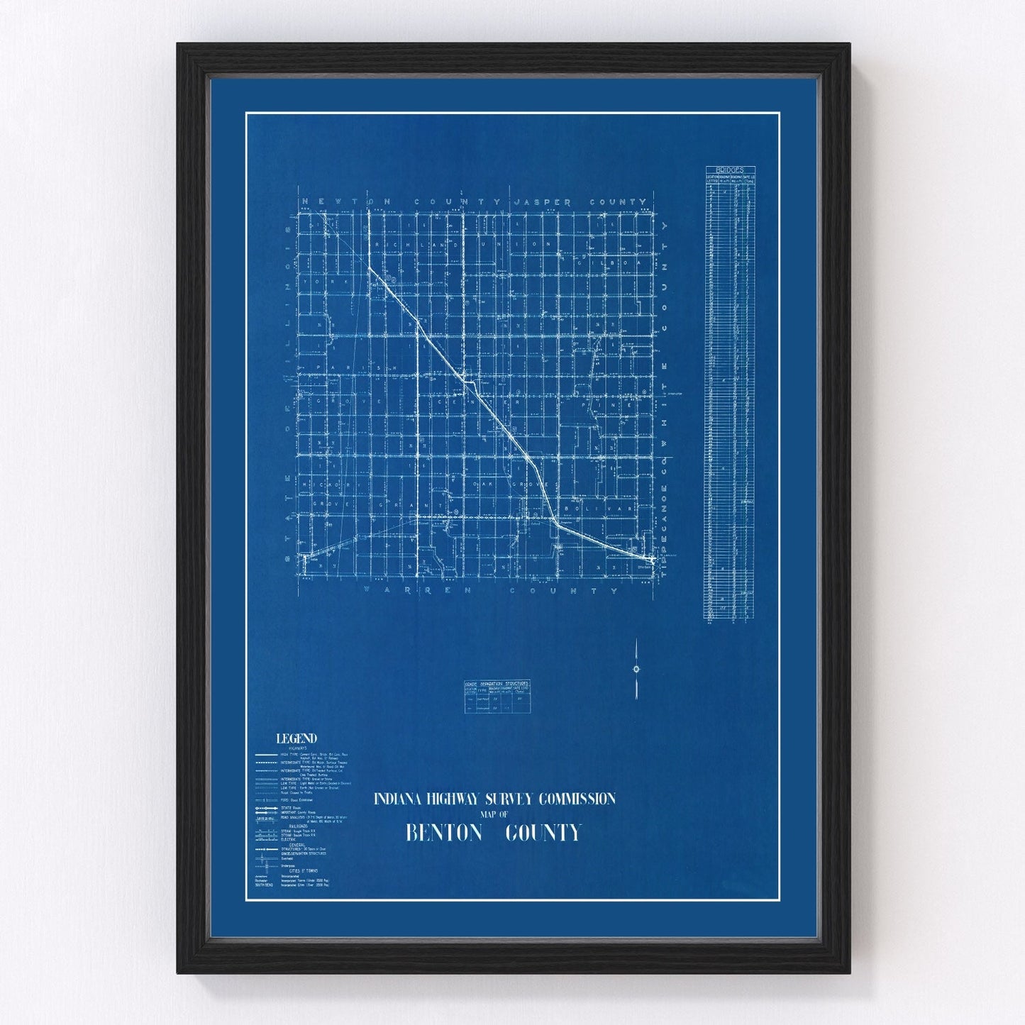 Vintage map of Benton County, Indiana, 1936