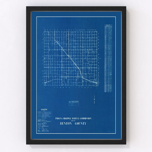 Vintage map of Benton County, Indiana, 1936
