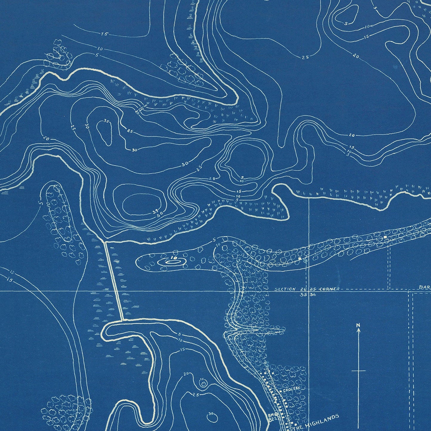 Vintage Map of Big and Little Chapman Lakes, Indiana, 1922