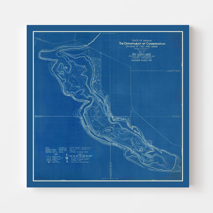Vintage Map of Big Long Lake, Indiana, 1925
