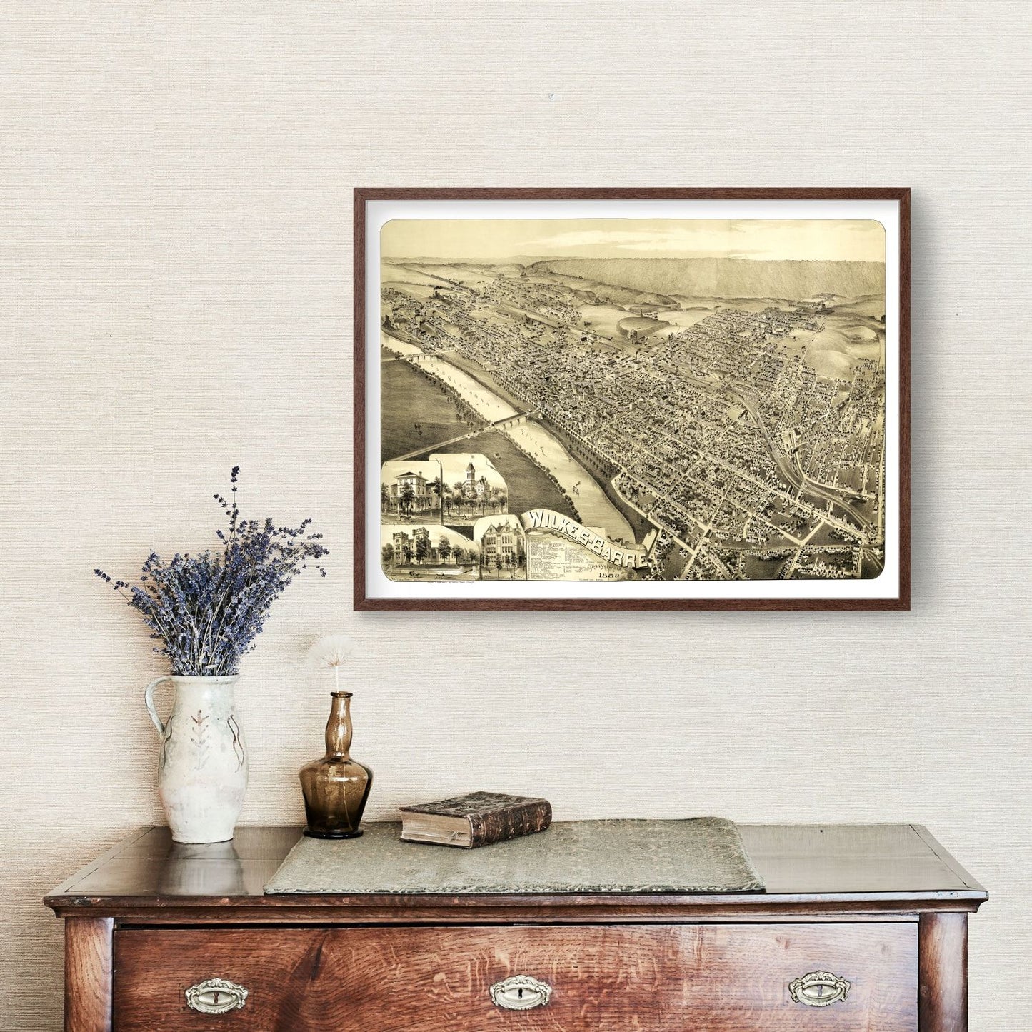 Vintage Map of Wilkes-Barre, Pennsylvania, 1889