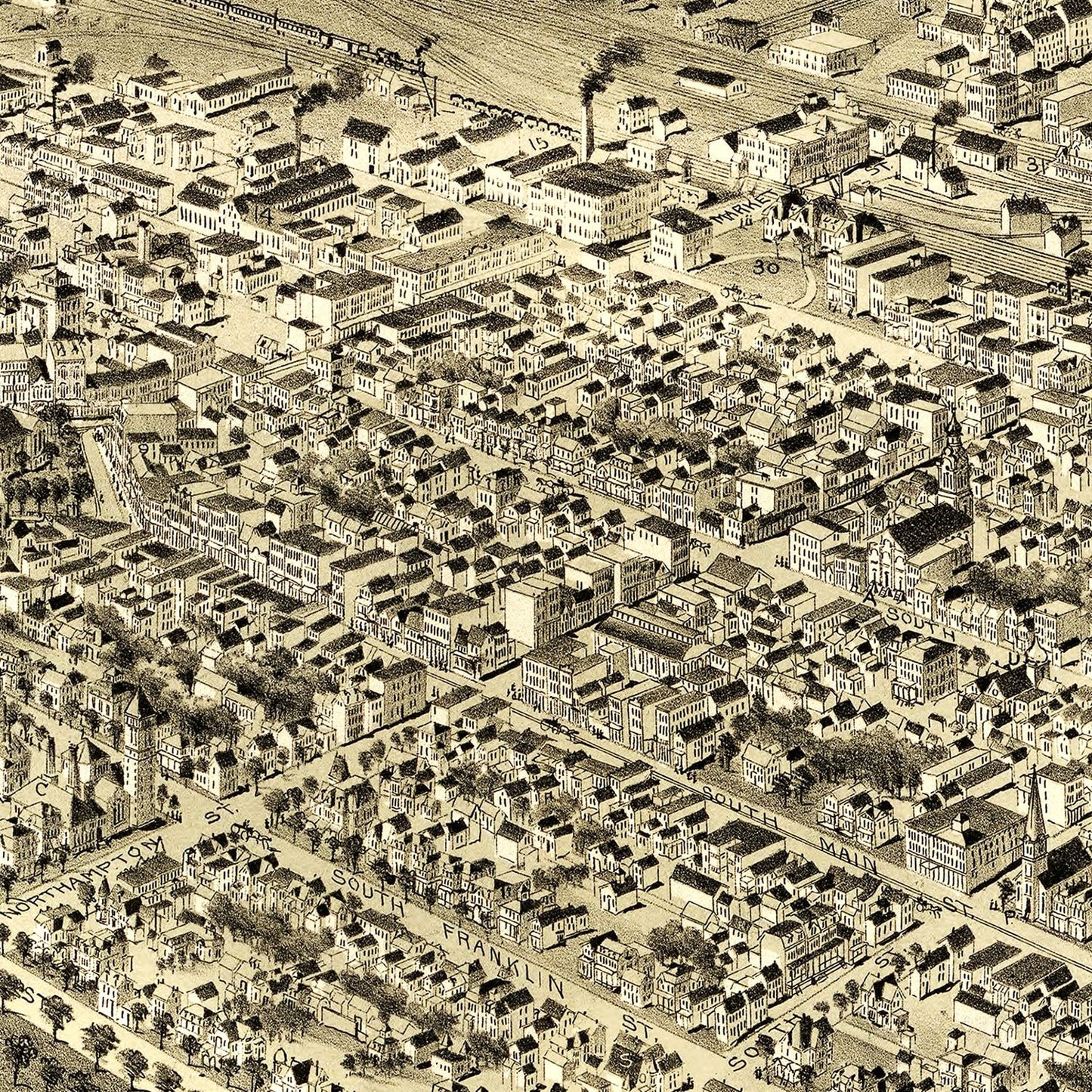 Vintage Map of Wilkes-Barre, Pennsylvania, 1889