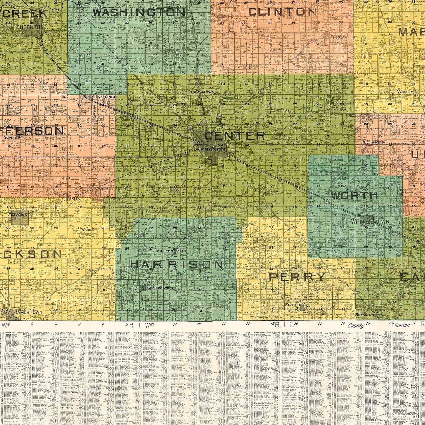 Vintage Map of Boone County, Indiana, 1910 Wall Art