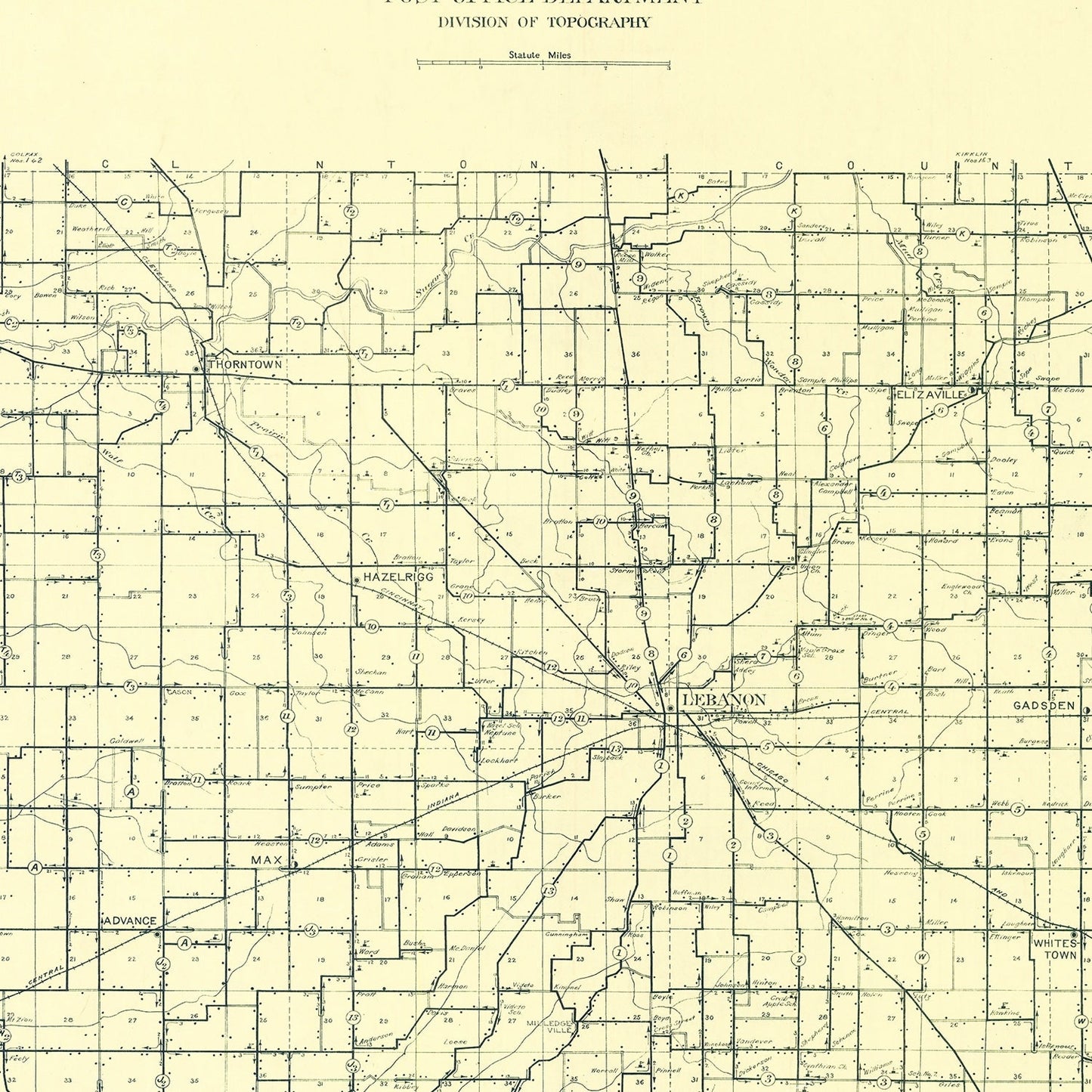 Vintage Map of Boone County, Indiana, 1911 Wall Art Print