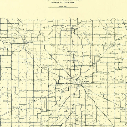 Vintage Map of Boone County, Indiana, 1911 Wall Art Print