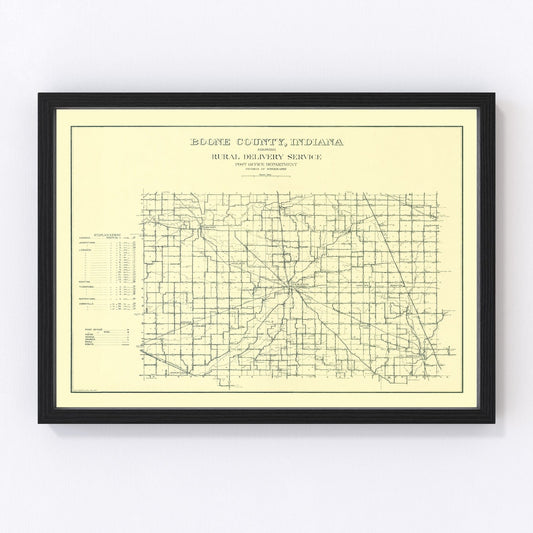 vintage map of Boone County, Indiana, 1911