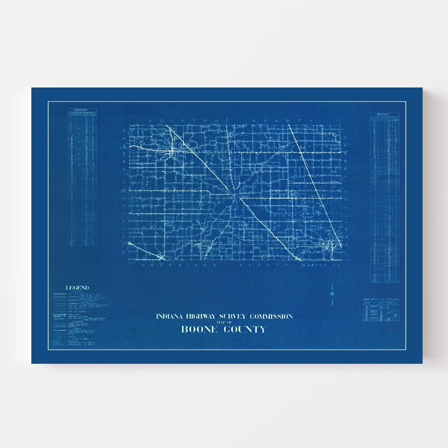 Vintage Map of Boone County, Indiana, 1936