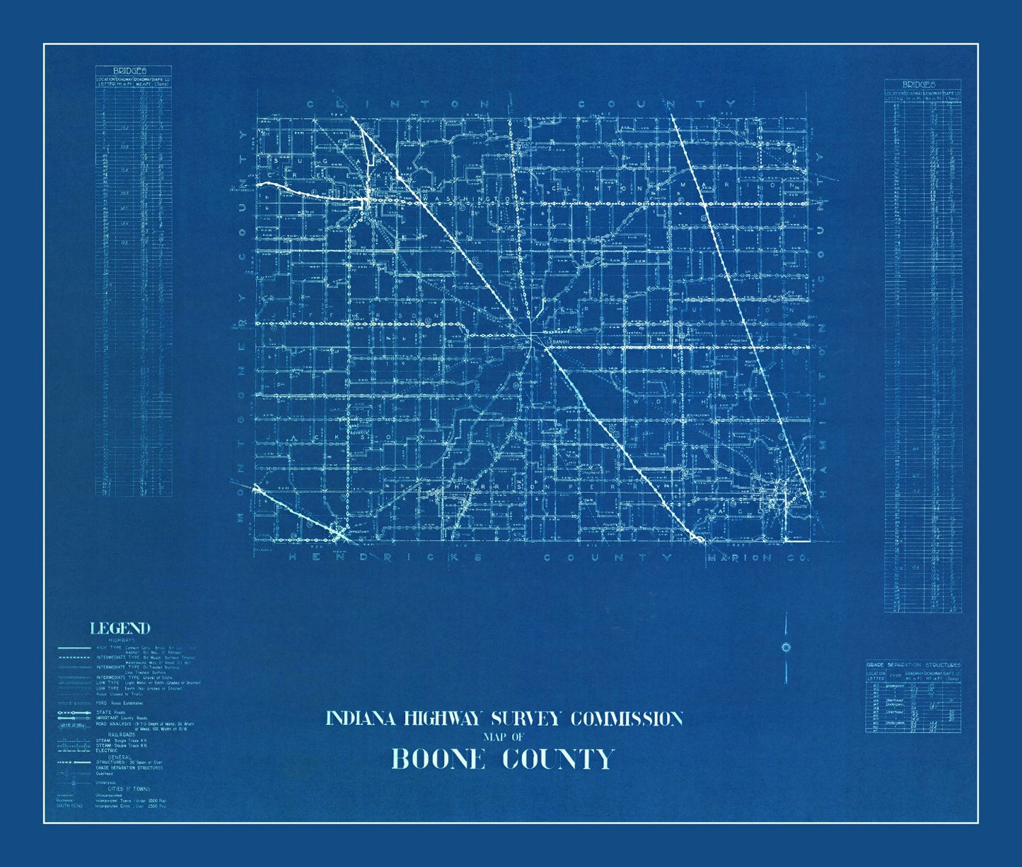 Vintage Map of Boone County, Indiana, 1936