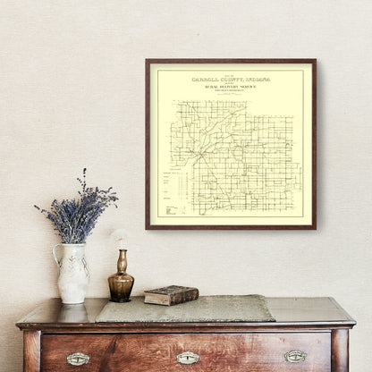Vintage Map of Carroll County, Indiana, 1910