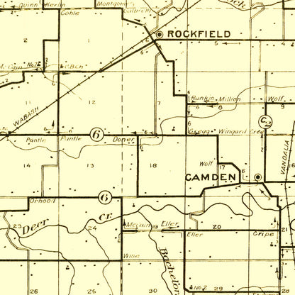 Vintage Map of Carroll County, Indiana, 1910