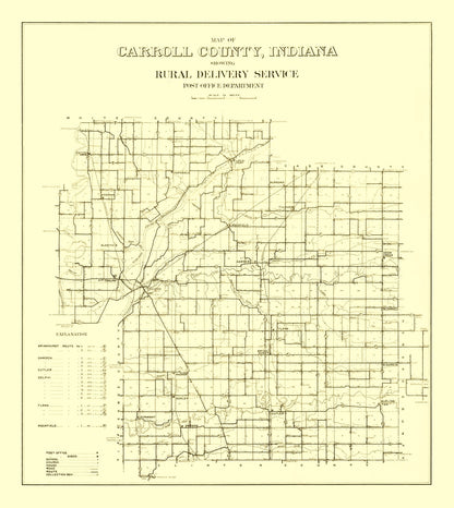 Vintage Map of Carroll County, Indiana, 1910