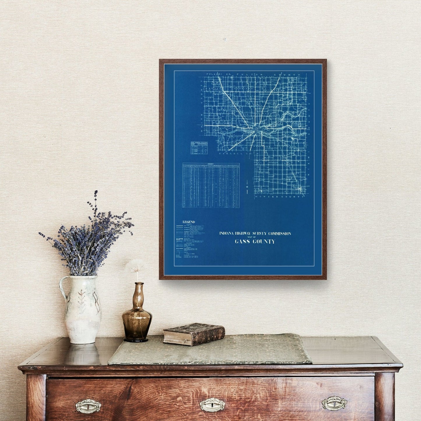 Vintage Map of Cass County, Indiana, 1936