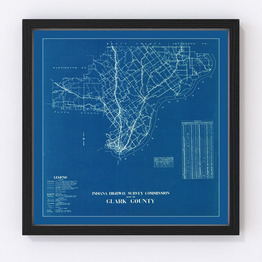 vintage map of Clark County, Indiana, 1936